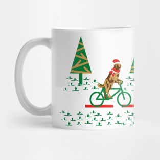 Dogs Day Out on a Bike- Golden Retriever with Santa's Hat and scarf Mug